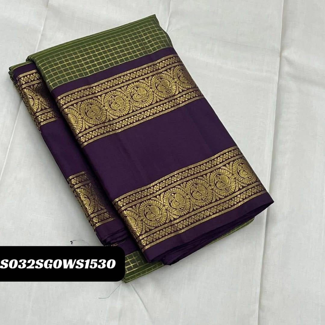 Green Elegant Banarasi Soft Silk Saree with Zari Motifs & Jacquard Border Blouse